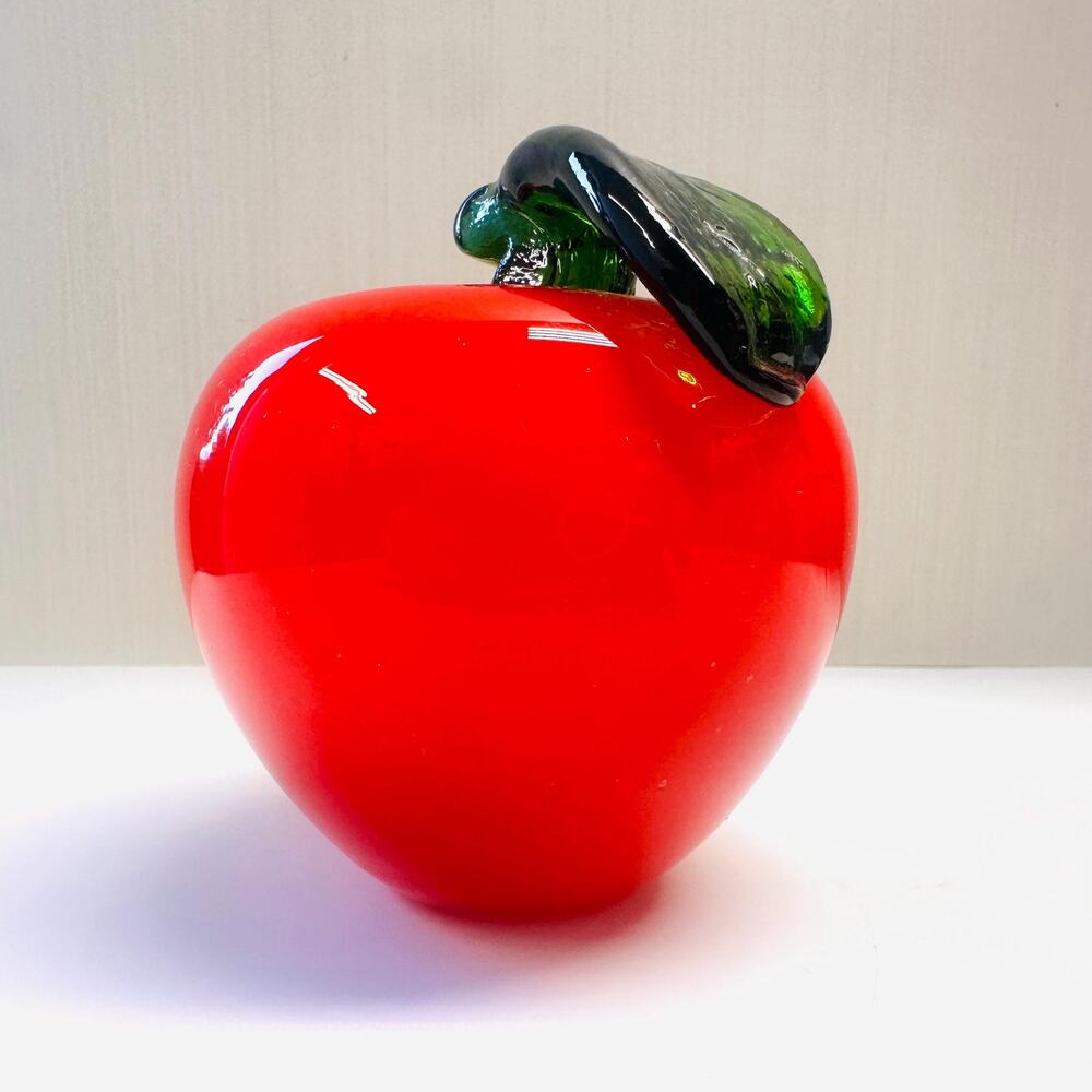 Vintage Art Glass Red Apple Decorative Glass Fruit